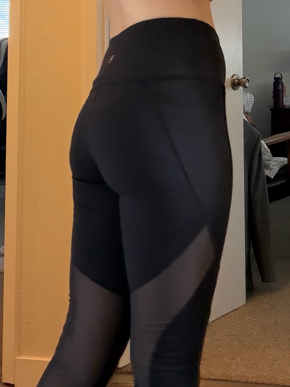 Seaav Black High-Waist Mesh Panel Leggings